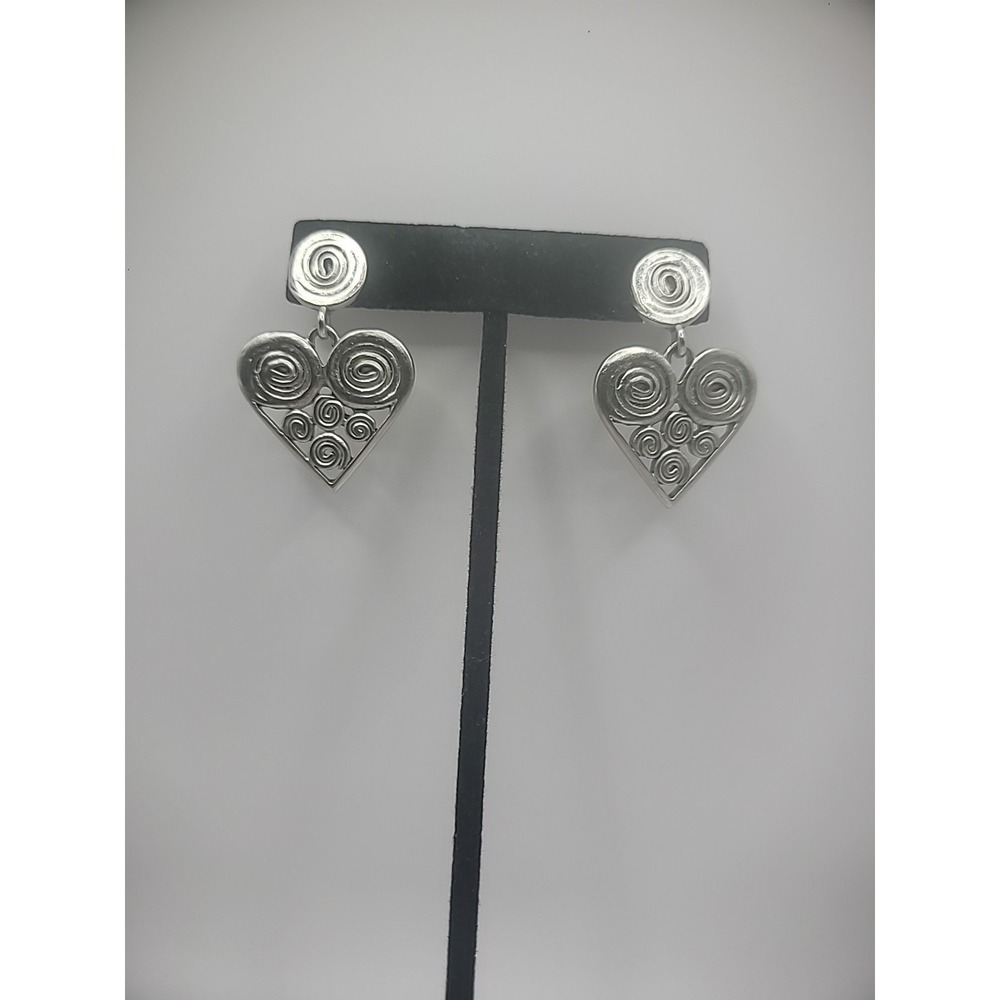 Vintage Earrings Pierced‎ Stud Drop Dangle Heart Swirl Jewelry Costume